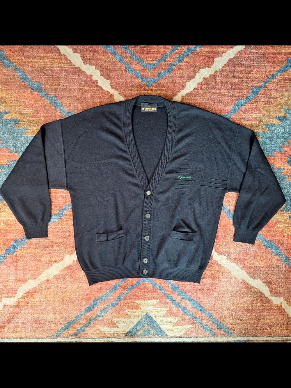 Vintage Il Granchio Italy Wool Blend Knit Cardigan Sweater Men's L/XL